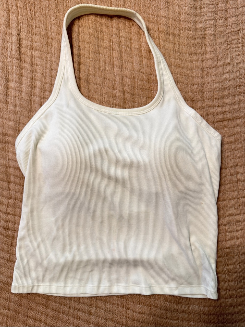 Uniqlo Cream Ribbed Halter Tank Top